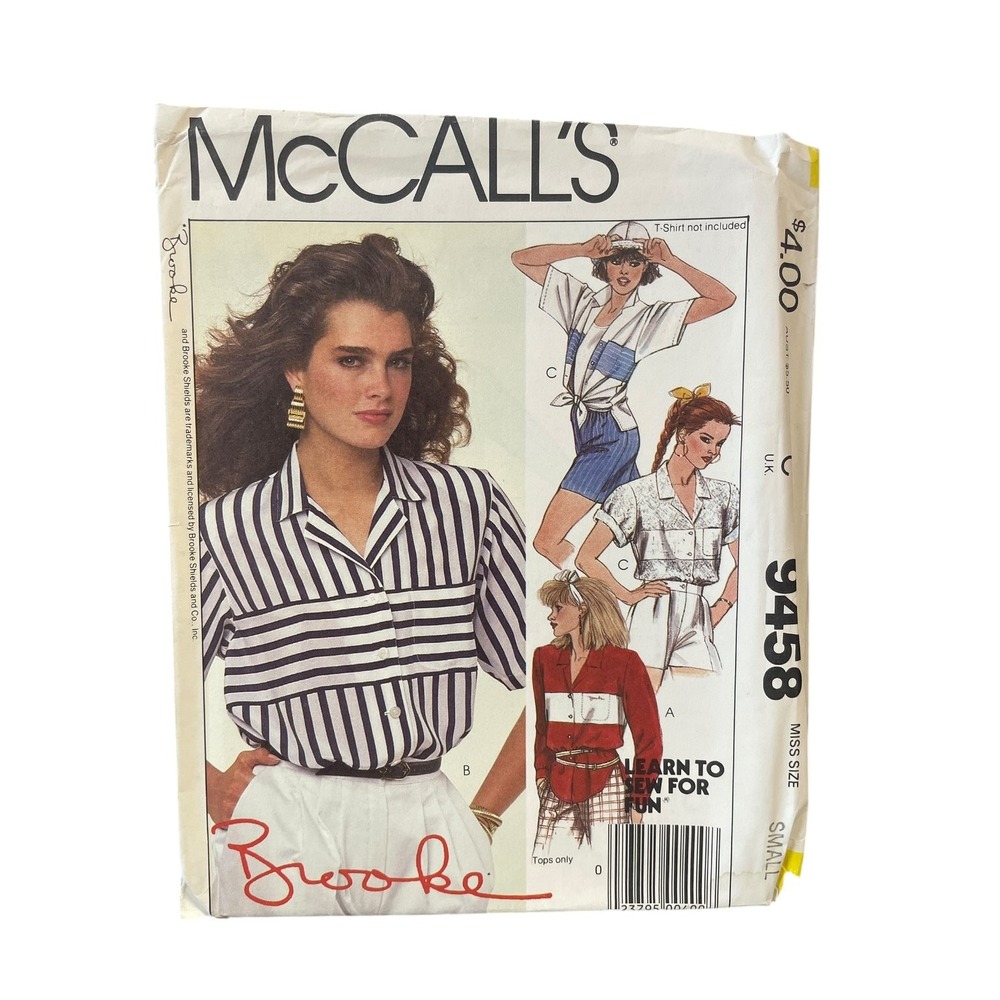 McCALL'S Sewing Pattern 9458 Misses Small Multi Stripe Brooke Shields 1980s